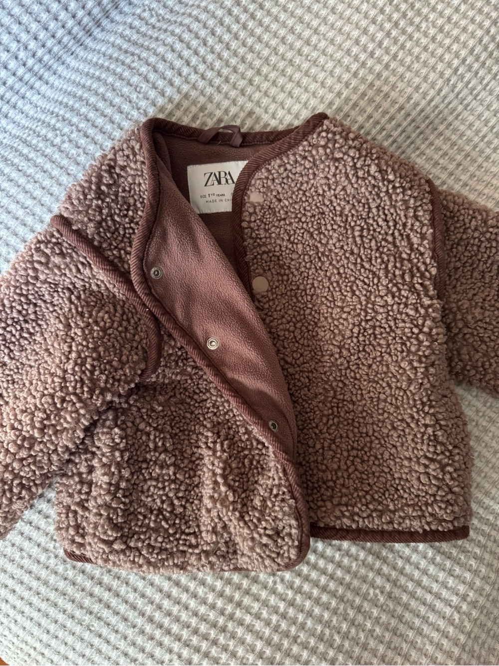 ZARA  Sherpa Jacket with Corduroy piping
